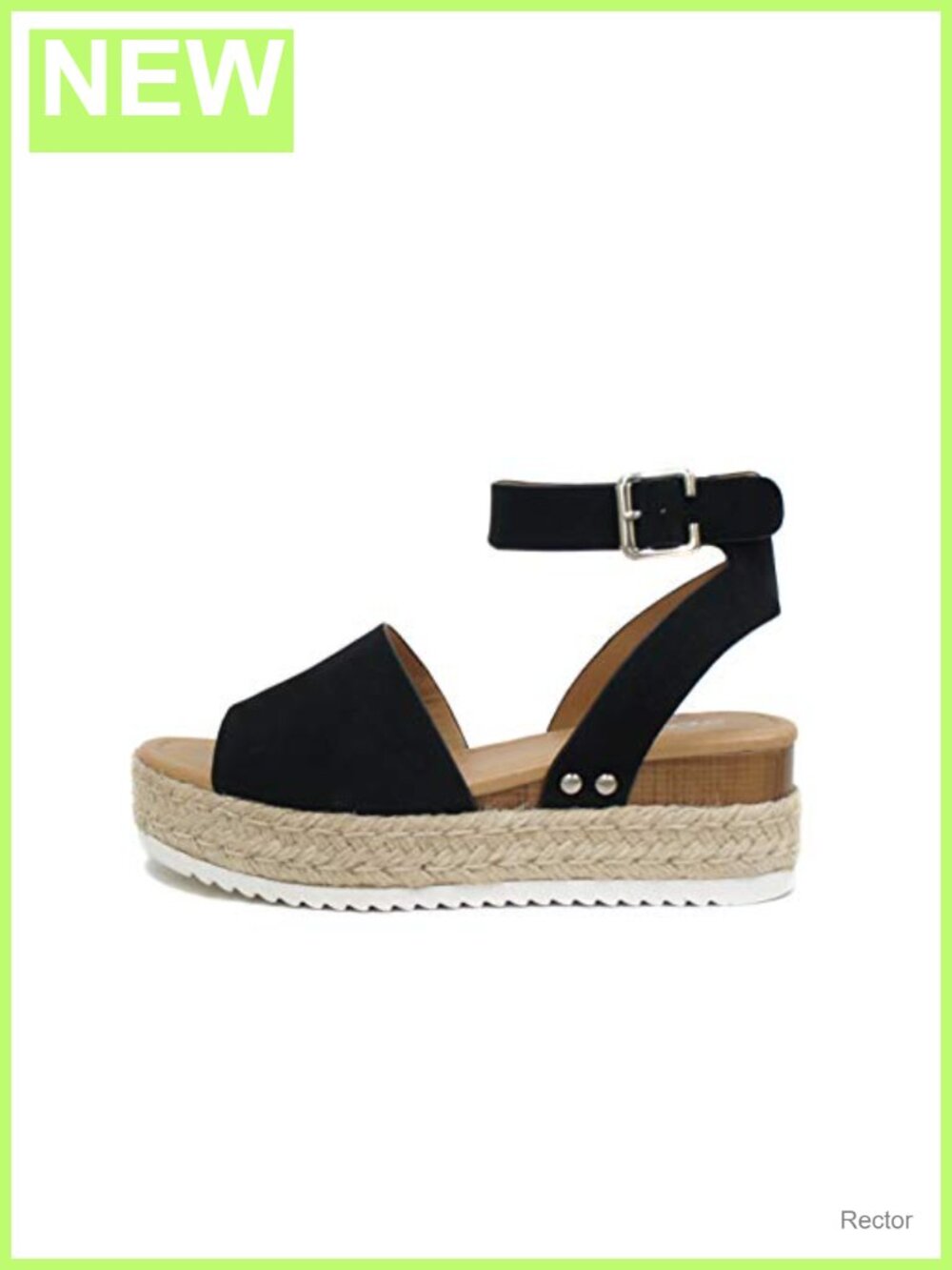 Soda Open Toe Buckle Ankle Strap Espadrilles Flatform Wedge Casual Sandal